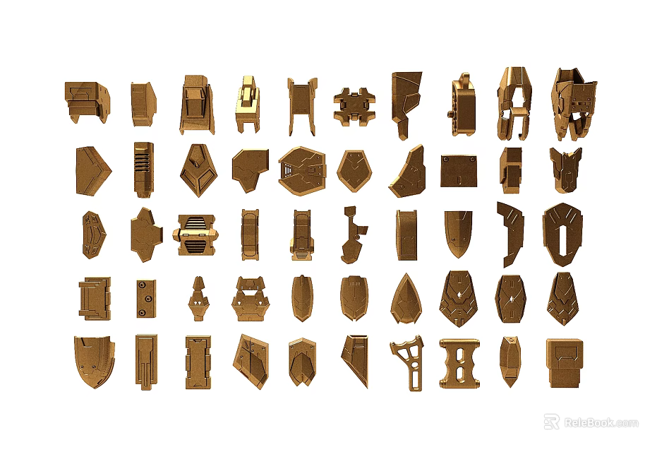 Assorted Brown Mechanical Parts for Model Assembly and Craft Projects 3d model 