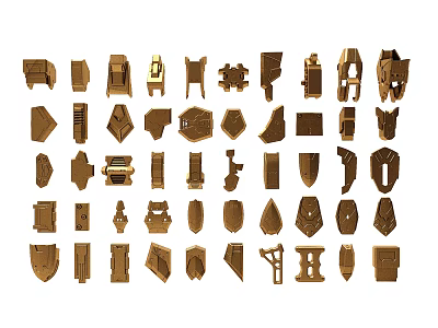 Assorted Brown Mechanical Parts for Model Assembly and Craft Projects 3d model