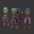 Character Costume Designs With Various Armor Tops Pants And Shoes Styles