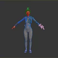 Animated Female Character With Mechanical Arm Blue Top Beige Pants Pink Shoes And Decorative Headpiece
