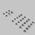 Detailed Weapon Models In Various Designs And Black White Colors Displayed Together