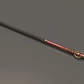 Traditional Spear Weapon With Red Handle Black Grip Golden Accents And Metal Spearhead
