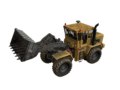 Heavy Duty Yellow Utility Vehicle With Large Front Bucket And Cabin 3d model
