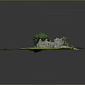 Detailed Castle Ruins Model Layout With Lush Green Grass And Large Tree