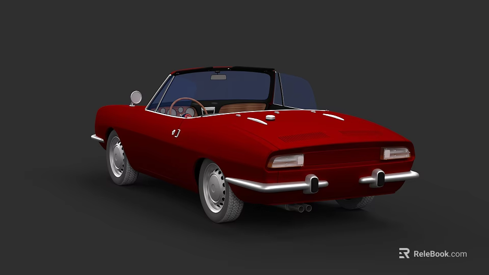 Red Vintage Convertible Car With Open Top Classic Design And Chrome Accents 3d model 