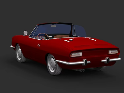 Red Vintage Convertible Car With Open Top Classic Design And Chrome Accents 3d model