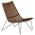 Modern Minimalist Leisure Chair With Wooden Slat Back And Sturdy Metal Legs Design