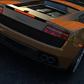 Orange Lamborghini Sports Car Rear View With Red Tail Lights And Dual Exhaust Pipes