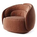Modern Brown Single Sofa With Rounded Design And Soft Comfortable Armrests