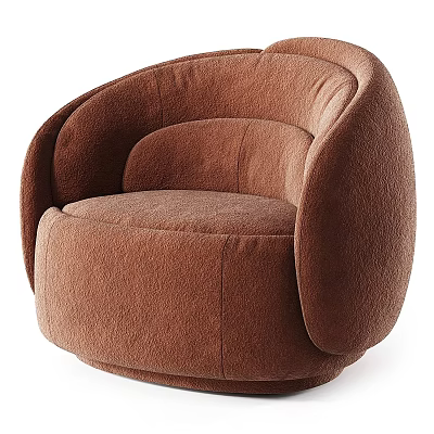 Modern Brown Single Sofa With Rounded Design And Soft Comfortable Armrests 3d model