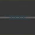 Blue Steel Truss Bridge Structure With Brick Red Piers And Metal Frame