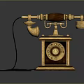 Vintage Retro Computer Desktop With Brown Gold Design Square Casing And Wired Connection