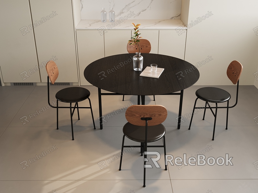 Nordic Dining Table and Chair Combination model