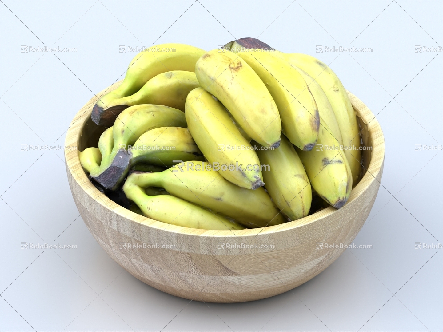 Banana wooden basin wooden bowl fruit 3d model