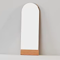 Minimalist White Mirror with Wooden Base Standing Against Wall for Home Decor