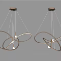 Modern Intertwined Circular Chandeliers With Metal Frames And Hanging Light Bulbs 3d model