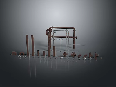 Industrial Pipe Fittings Equipment With Various Components Like Pipes Brackets And Connectors 3d model