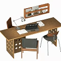 Modern medieval desk and chair combination dining table and chair combination 3d model
