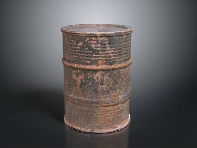 Rust Covered Metal Barrel for Household Storage with Vintage Design and Daily Use 3d model