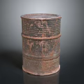 Rust Covered Metal Barrel for Household Storage with Vintage Design and Daily Use