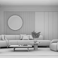 Modern Living Room Interior Design With Sofa Coffee Table Decorative Mirror Marble And Wooden Elements