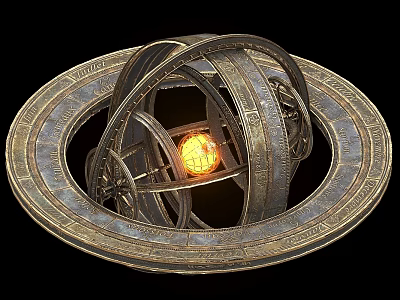 armillary sphere, armillary sphere, astronomical instrument, retro astronomical instrument, astronomical instrument 3d model