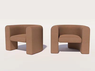 Brown Modern Single Sofa with Rounded Armrests and Minimalist Design 3d model