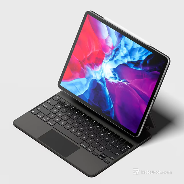 Modern Portable Tablet With Detachable Keyboard Trackpad And Colorful Display Screen 3d model 