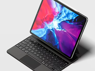 Modern Portable Tablet With Detachable Keyboard Trackpad And Colorful Display Screen 3d model