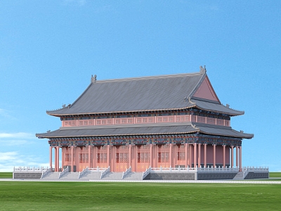 Ancient Building Hall 3D Model 3d model