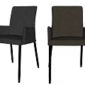 Modern Upholstered Dining Chairs With Armrests And Black Metal Legs In Two Gray Tones
