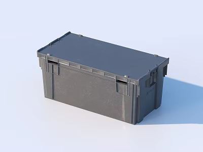 Gray Plastic Storage Box with Secure Lid and Handles for Home Organizing and Storage Solutions 3d model