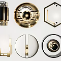 Modern Contemporary Wall Lamps With Geometric Shapes And Gold Black Finish