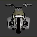 Futuristic Gold And White Motorcycle With Sleek Body Black Seat And Engine Details