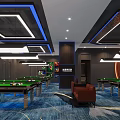 Modern Billiard Room Interior With Pool Tables Comfortable Sofas And Elegant Lighting 3d model