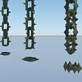 Rusted Metal Chains With Spiked Components Hanging Over Blue Surface 3d model