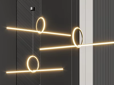 Modern Minimalist Geometric Ring Linear LED Chandelier for Contemporary Living Room Interior 3d model