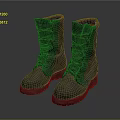 Dark Colored Leather Boots with Lace Up Design Thick Rugged Sole and Durable Style