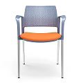Modern Dining Chair With Gray Perforated Backrest Orange Seat And Metal Legs