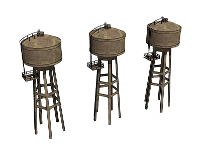 industrial LOFT water storage tank industrial equipment water tower high tower 3d model