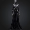 Dark Fantasy Character With Long Silver Hair And Black Gothic Robe Clawed Hands