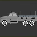 Vintage Gray Truck With Open Cargo Bed Metal Railings And White Wheels