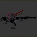 Futuristic Sci Fi Mechanical Creature With Red Spikes Metallic Wings And Armored Body