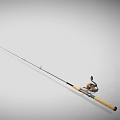 Vintage Fishing Rod With Woven Handle And Metal Reel Classic Design