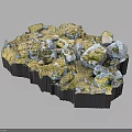 Natural Wood and Stone Decorative Pile with Mossy Rough Surface Texture