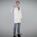 Man In White Coat With Stethoscope Making Thumbs Up Gesture Wearing Casual Jeans