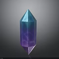 Glossy Transparent Polyhedral Crystal With Blue Purple Gradient On Dark Background