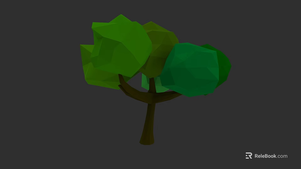 Low Poly Tree 3D Model With Green Canopy And Brown Trunk 3d model 