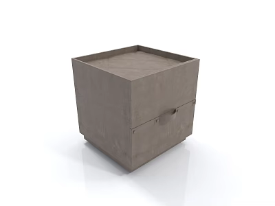 Modern Sleek Nightstand With Single Drawer And Neutral Tone Design 3d model