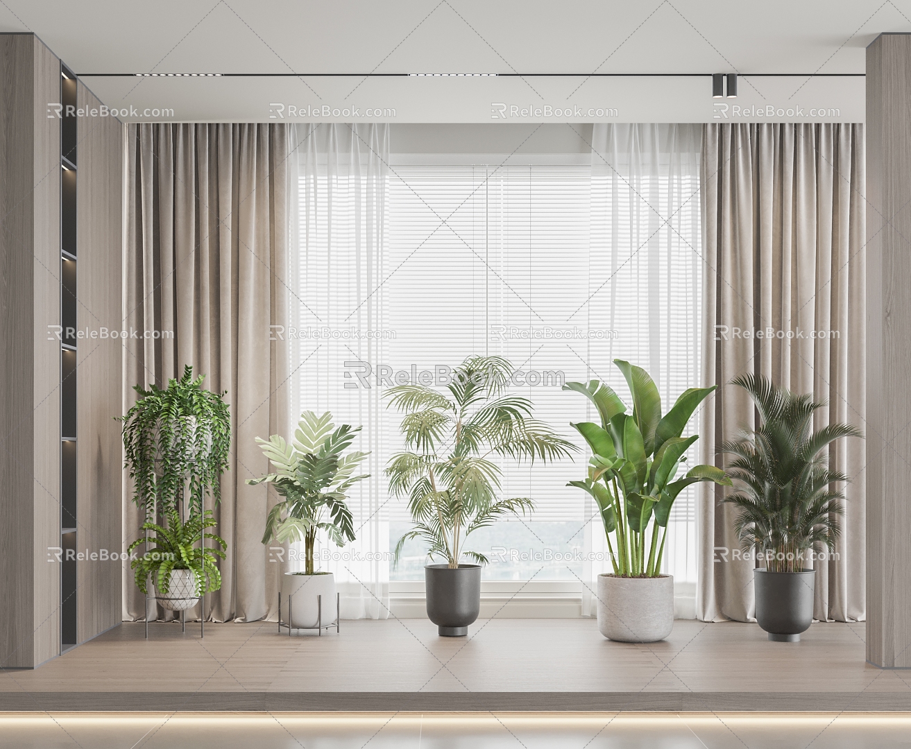 potted plant curtain 3d model